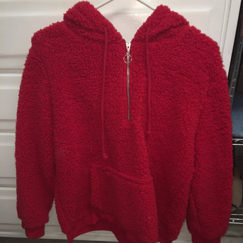 Red Sherpa Pullover
